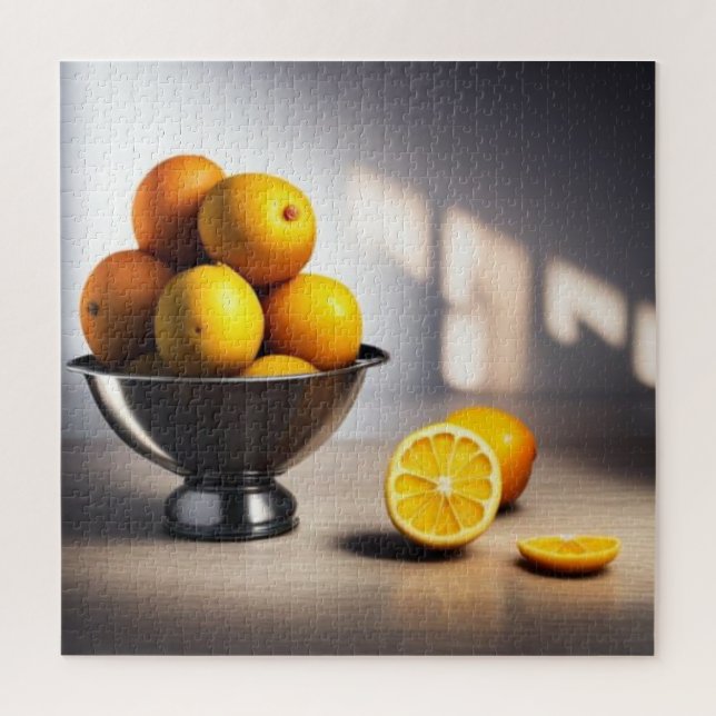 Simple Lemons in Bowl. Bright Kitchen. Citrus Jigsaw Puzzle (Vertical)