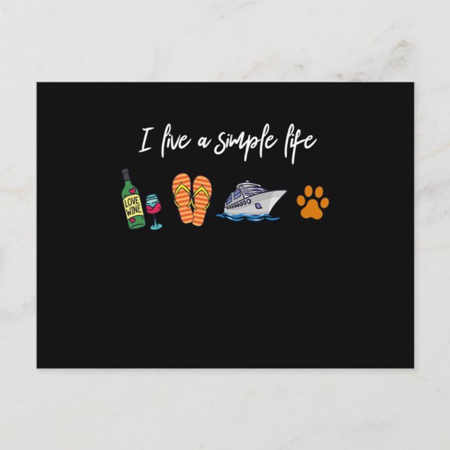 Simple Life Wine Cruise Dog Dogs Cruising Cruise S Postcard (Front)