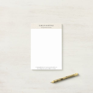 Simple Light Beige Linen Black Typography Post-it Notes