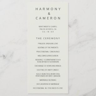 Simple Light Beige Wedding Program