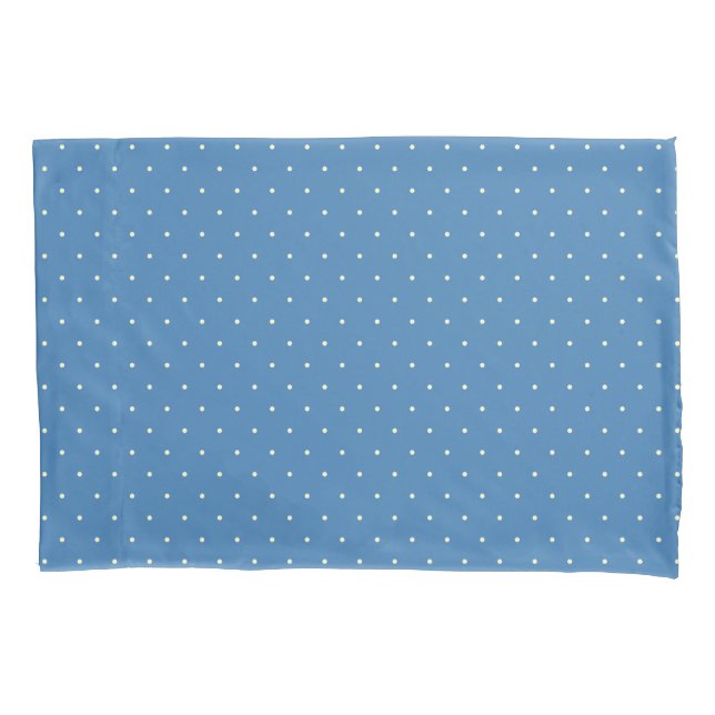Simple Light Blue and Cream Polka Dot Pattern Pillowcase (Front)
