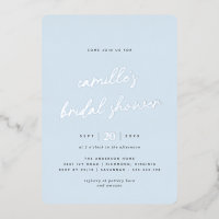 Simple Light Blue and Silver Casual Bridal Shower
