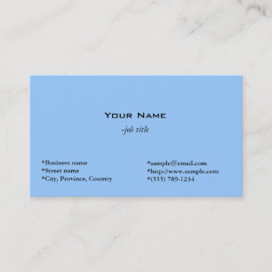 Simple ,light blue business card