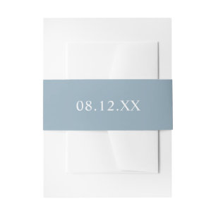 Simple Light Blue Date Wedding Invitation Belly Band