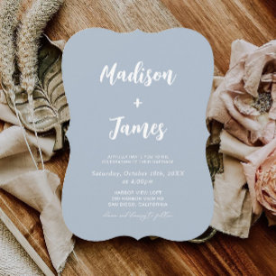 Simple Light Blue Photo Wedding Invitation