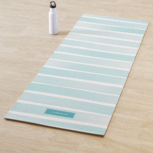 Simple Light Blue Stripes Pretty Personalised Yoga Mat