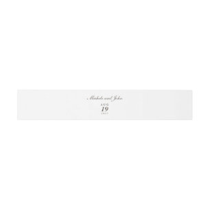 Simple Light Elegant White Brown Text Belly Bands Invitation Belly Band
