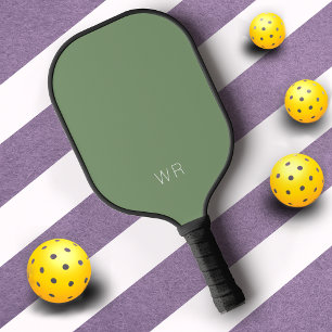 Simple Light Green Basic Initials Elegant Modern Pickleball Paddle