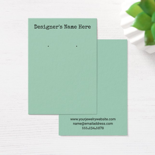 Simple Light Green Earring Holder Display Card (Desk)