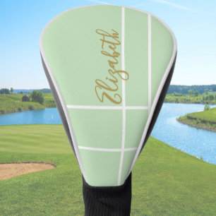 Simple light green minimalist custom name ladies golf head cover