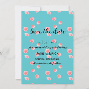 Simple Light Greenish Blue Pink Rose Petals Save The Date