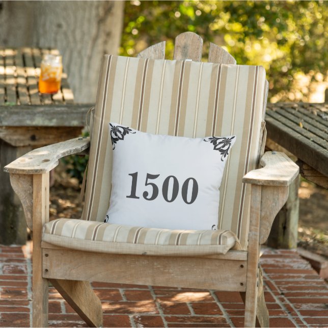 Simple Light Grey and Black House Number Cushion (Chair)