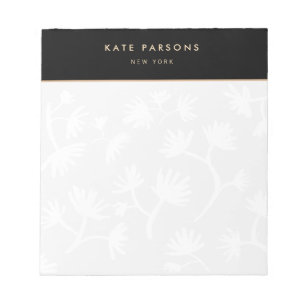 Simple Light Grey Floral Designer Notepad