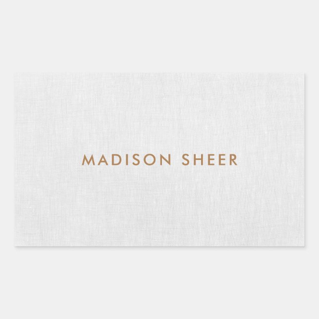 Simple, Light Grey Linen Minimalist Rectangular Sticker (Front)
