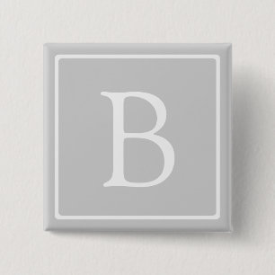 Simple Light Grey Monogram 15 Cm Square Badge