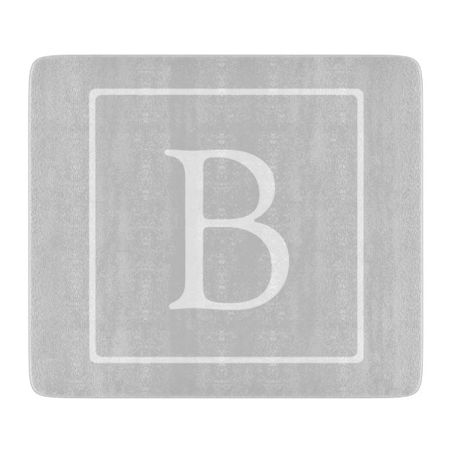 Simple Light Grey Monogram Cutting Board (Front)
