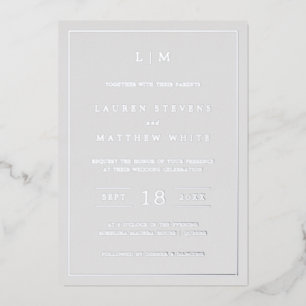 Simple Light Grey Monogram Elegant Wedding