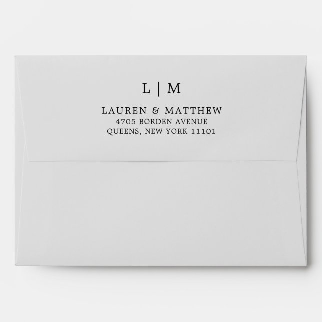 Simple Light Grey Monogram Elegant Wedding Envelope (Back (Top Flap))