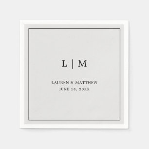 Simple Light Grey Monogram Elegant Wedding Napkin
