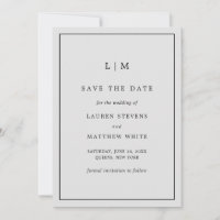 Simple Light Grey Monogram Elegant Wedding