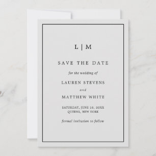 Simple Light Grey Monogram Elegant Wedding Save The Date