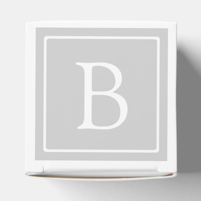 Simple Light Grey Monogram Favour Box (Top)