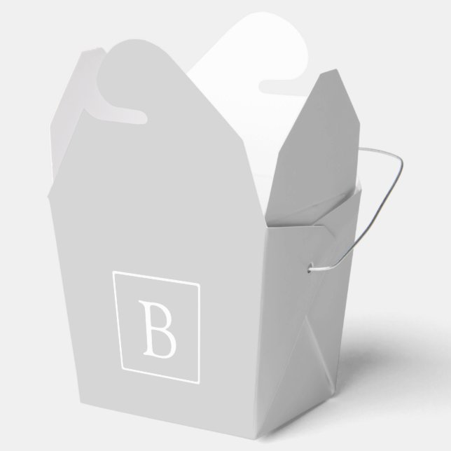 Simple Light Grey Monogram Favour Box (Opened)