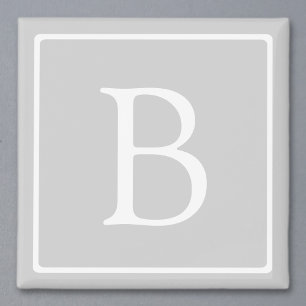 Simple Light Grey Monogram Magnet