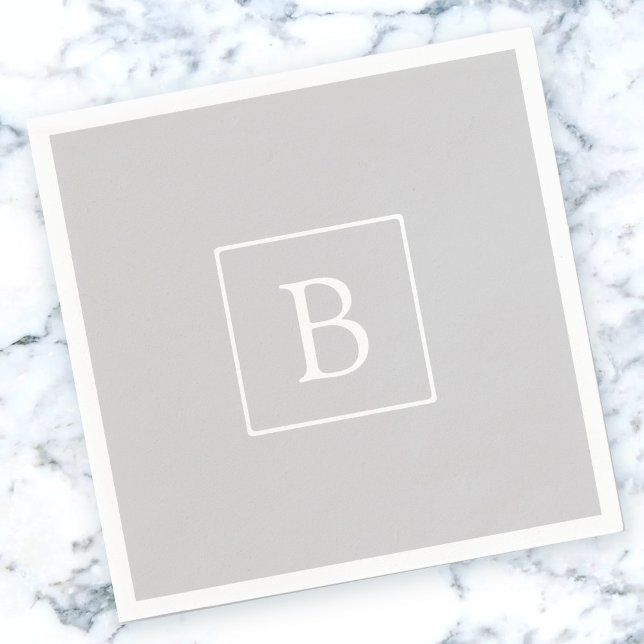Simple Light Grey Monogram Napkin (Creator Uploaded)