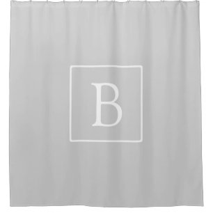 Simple Light Grey Monogram Shower Curtain