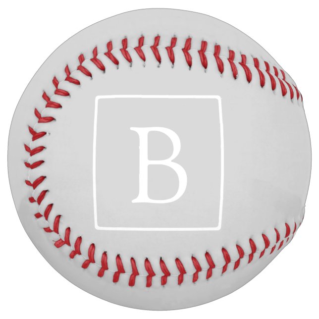 Simple Light Grey Monogram Softball (Front Left)