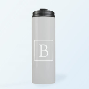 Simple Light Grey Monogram Thermal Tumbler