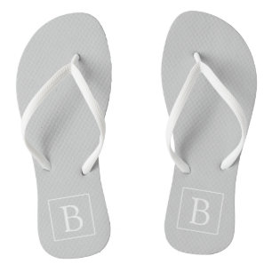 Simple Light Grey Monogram Thongs