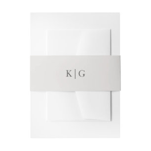 Simple Light Grey Monogram Wedding Invitation Belly Band