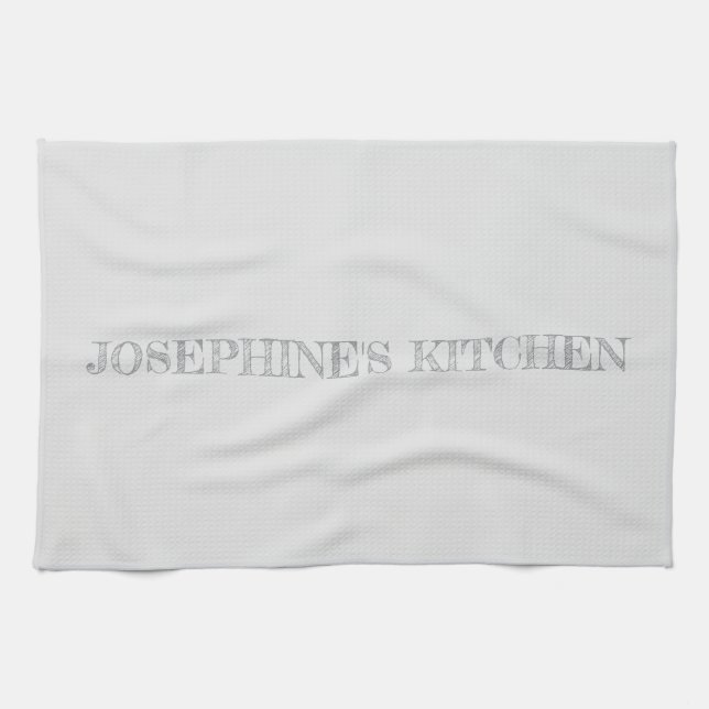 Simple Light Grey Personalized Modern Chic Tea Towel (Horizontal)