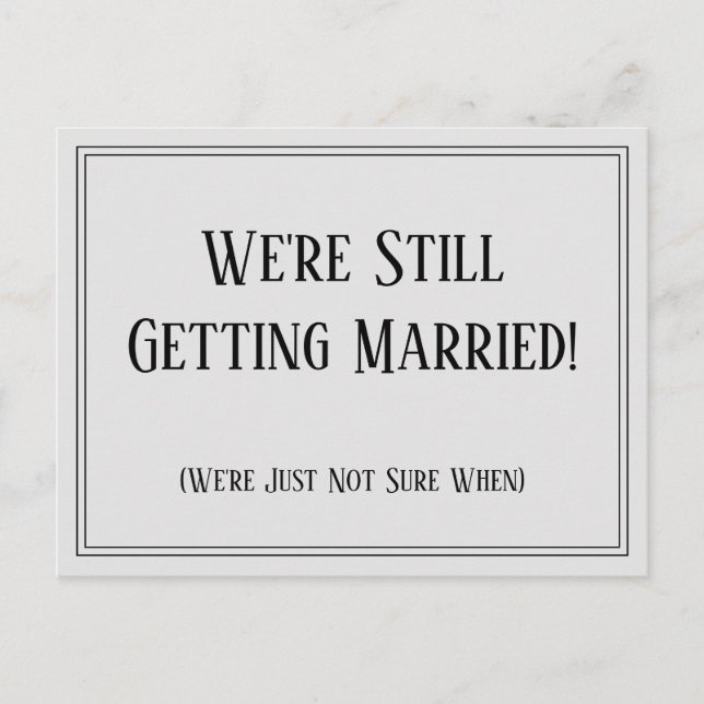Simple Light Grey Postponed Wedding Update Notice Postcard (Front)