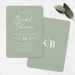 Simple Light Leaf Green Solid Colour Bridal Shower Invitation