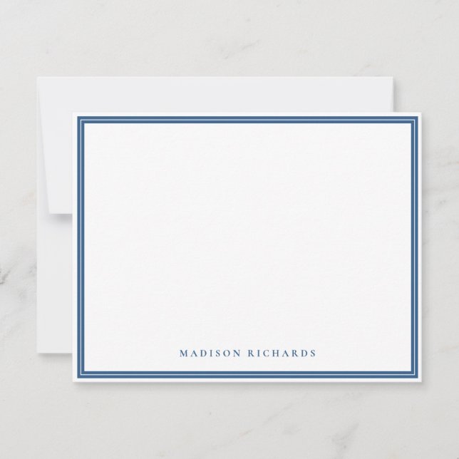 Simple Light Navy Blue Border Personalised  Card (Front)