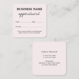 Simple Light Pink Beauty Salon Appointment Card