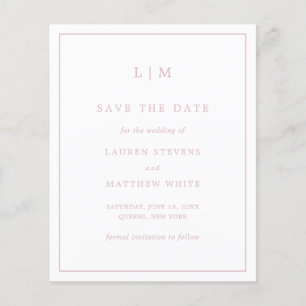 Simple Light Pink Budget Wedding Save the Date