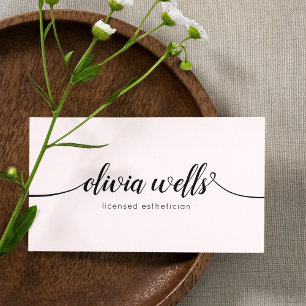 Simple Light Pink Handwritten Script Calligraphy Business Card