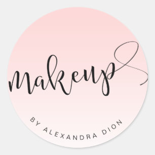 Simple light pink handwritten script calligraphy classic round sticker