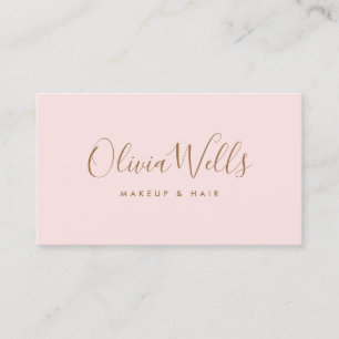Simple Light Pink Handwritten Script Social Media Business Card