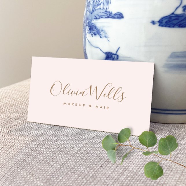 Simple Light Pink Handwritten Script Social Media Business Card (Creator Uploaded)