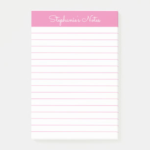 Simple Light Pink Lined Personalised Post-it Notes