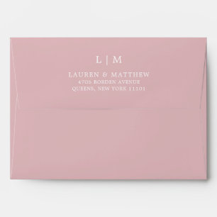 Simple Light Pink Monogram Elegant Wedding Envelope