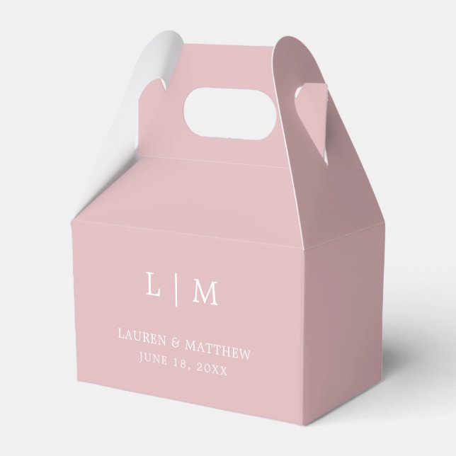 Simple Light Pink Monogram Elegant Wedding Favour Box (Front Side)