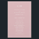 Simple Light Pink Monogram Elegant Wedding Program<br><div class="desc">Simple Wedding Program featuring a modern yet elegant design with your two letter monogram at the top and your details surrounded by a thin border. All text is in white over a dusty rose pink background and may be changed in the design editing tool. The front has your order of...</div>