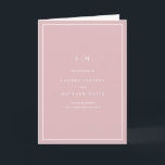 Simple Light Pink Monogram Elegant Wedding Program<br><div class="desc">Simple folded wedding program featuring a modern yet elegant design. The cover has your two initial monogram along with your wedding details in white over a dusty rose pink background. The inside has your wedding party on the left side and your order of ceremony on the right side. The backside...</div>