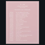 Simple Light Pink Monogram Wedding Timeline<br><div class="desc">Simple Wedding Timeline featuring a modern yet elegant design with your two letter monogram at the top and your details surrounded by a thin border. All text is in white over a dusty rose pink background and may be changed to any colours you wish by clicking the "customise" button. A...</div>